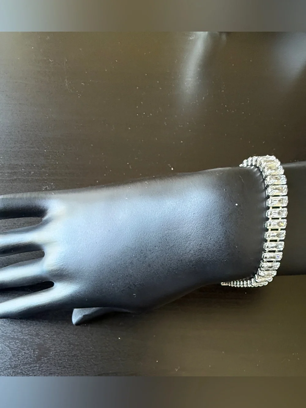 White Gold Filled Baguette Tennis Bracelet 7.5” AAA CZ